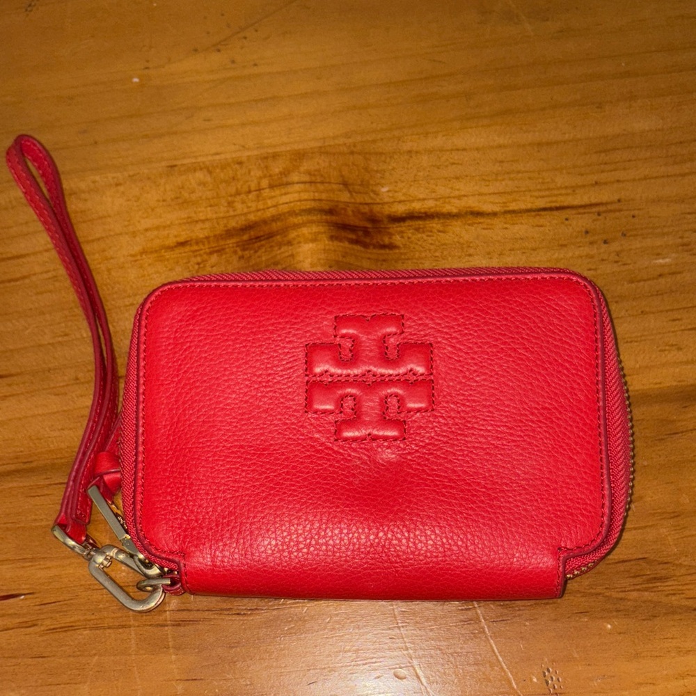 Tory Burch Vibrant Red Leather Wristlet